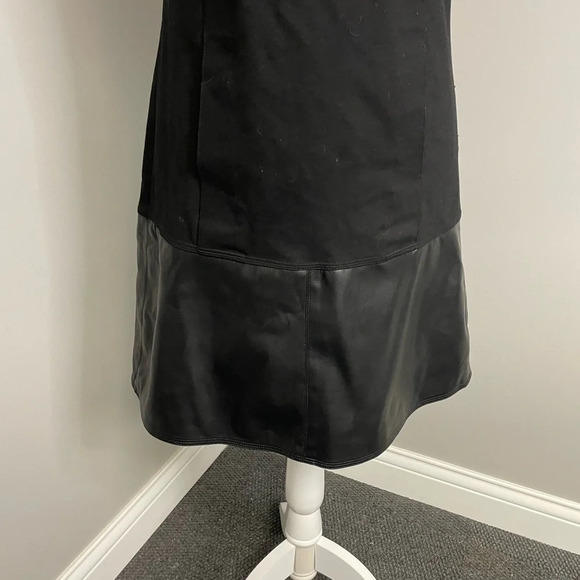 KF/Kaufman Franco Collection Onyx Leather Front Mini Dress Size 4 Sheer Cap Sexy - Picture 3 of 8